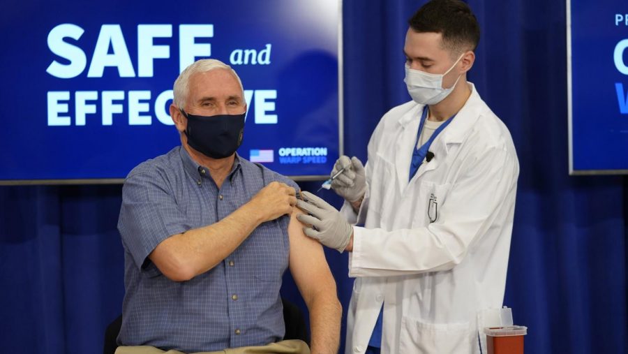 Vice President, Mike Pence receiving the COVID-19 vaccine. 