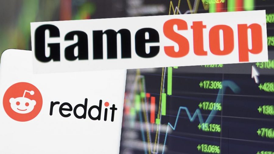 Graphic+of+Reddit%2C+GameStop%2C+and+Stock+Market+graphs.+