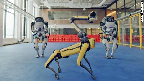 This is an image of the Robotic Dog showing off itss new tricks.