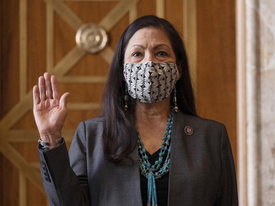 Deb Haaland being sworn in. 