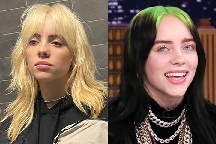 Billie Eilishs transformation from her black and neon green hair to her blond hair