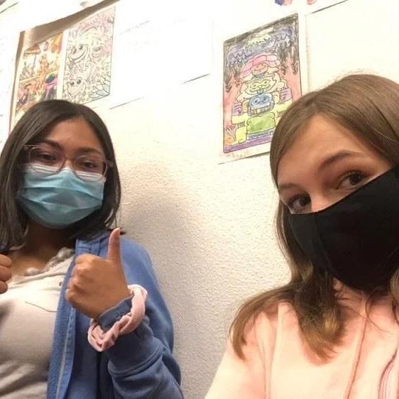 Ash Enciso (left) and a friend (right) at Shadow Ridge High School