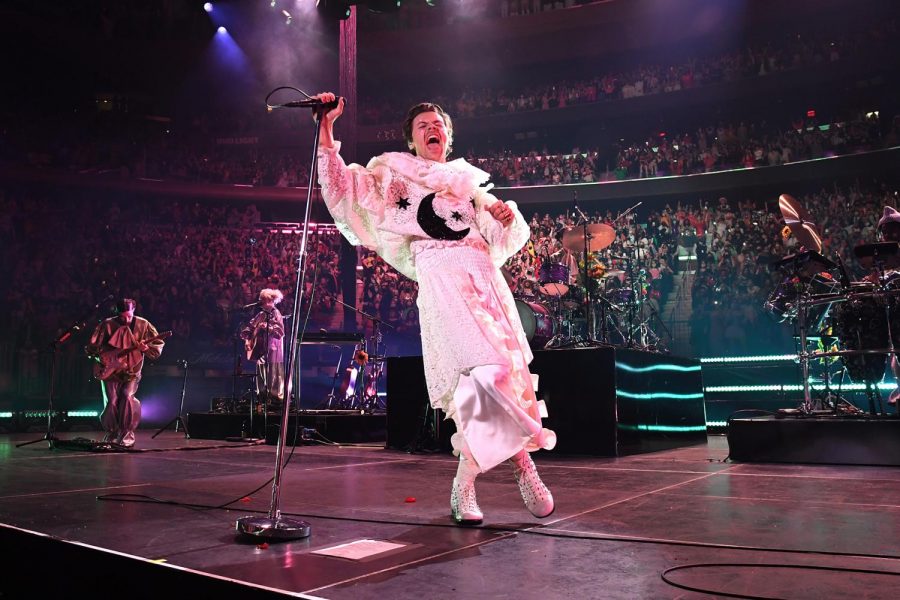 Harry Styles dancing on the second night of his fancy dress concert Harryween Photo Courtesy of: Rolling Stone Magazine