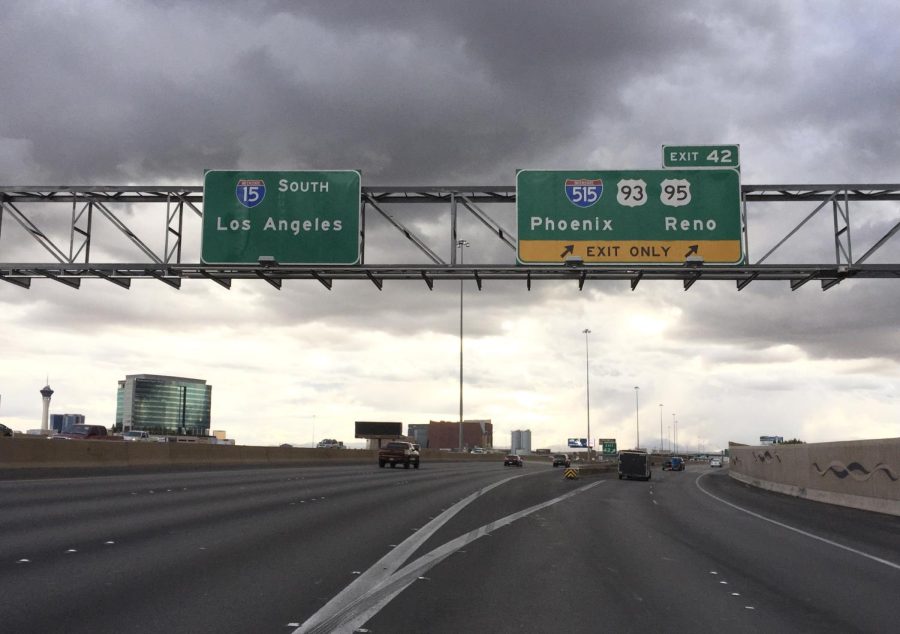 Interstate 15 gains another lane at Primm, Nevada.