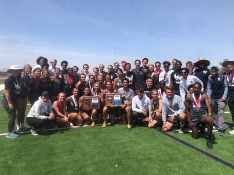 Shadow Ridge Track and Field Team with division trophies for men and women