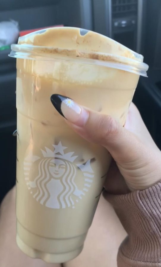 Iced Chai Tea Latte with Starbucks signature Pumpkin Cream Cold Foam