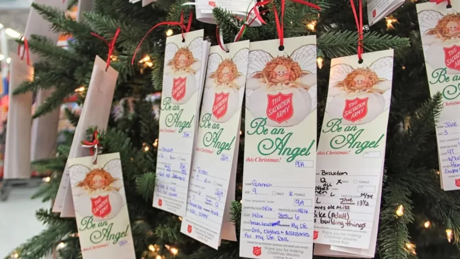 Some tags on an Angel Giving Tree in a Walmart