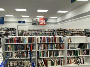 The expansive book section at Deseret Industries