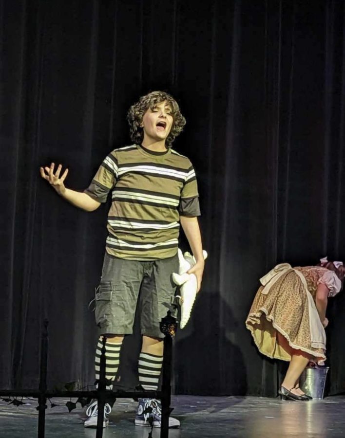 Lucas Halvorson playing Pugsley for the Addams Family play