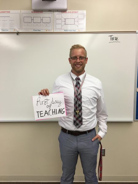 Mr. Forbes on his first day of teaching at Shadow!