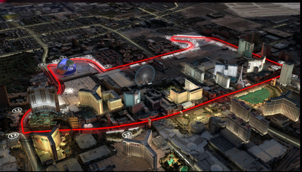 The track layout for Formula 1 Las Vegas.