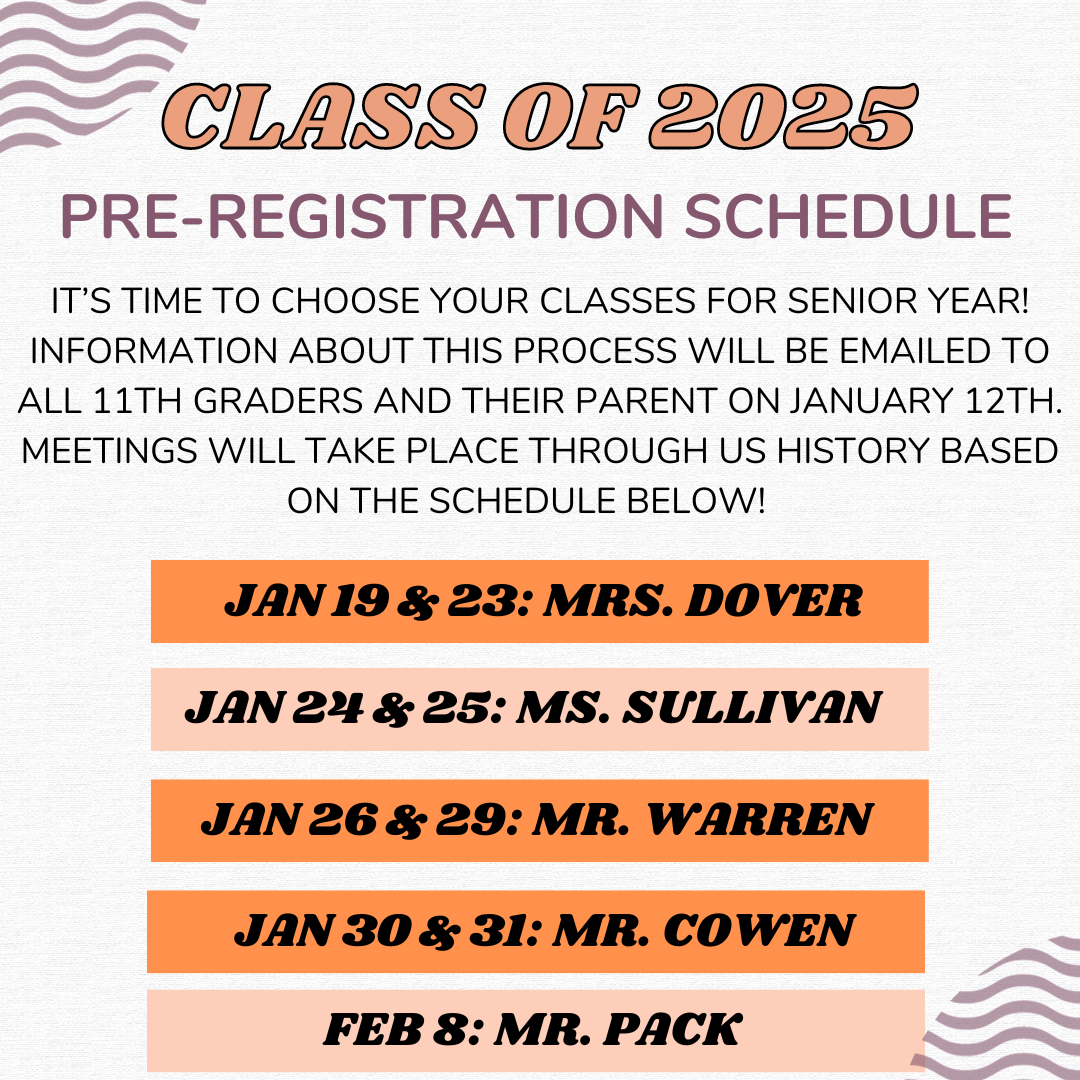 pre registration schedule