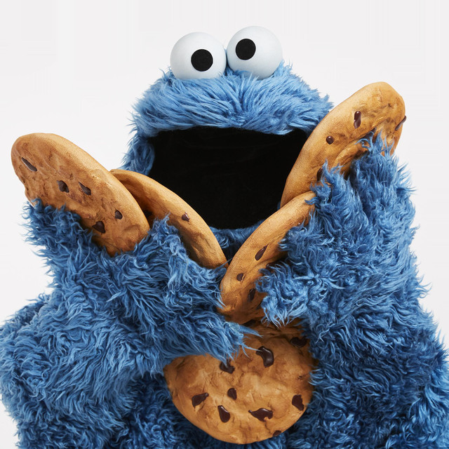 Cookie Monster spending time with his favorite people
