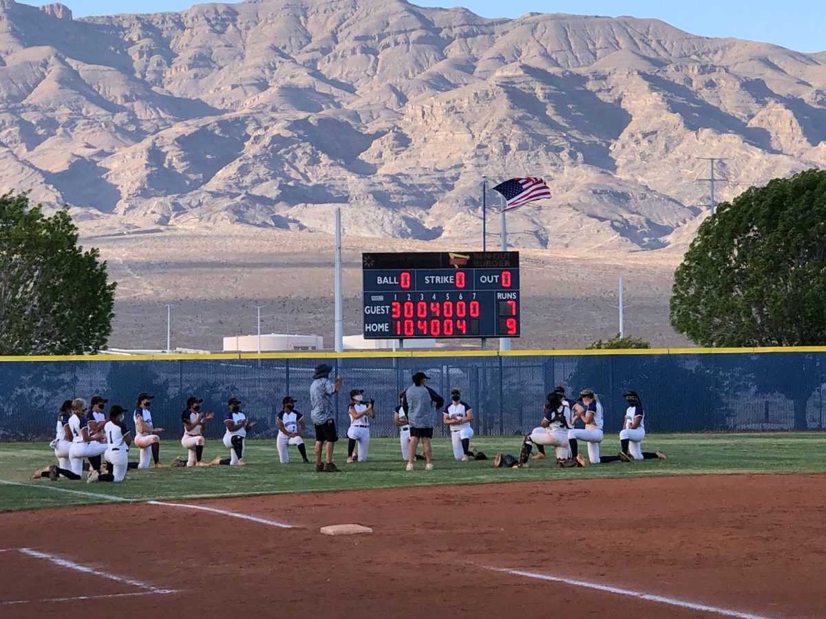 The varsity softball team on the softball field