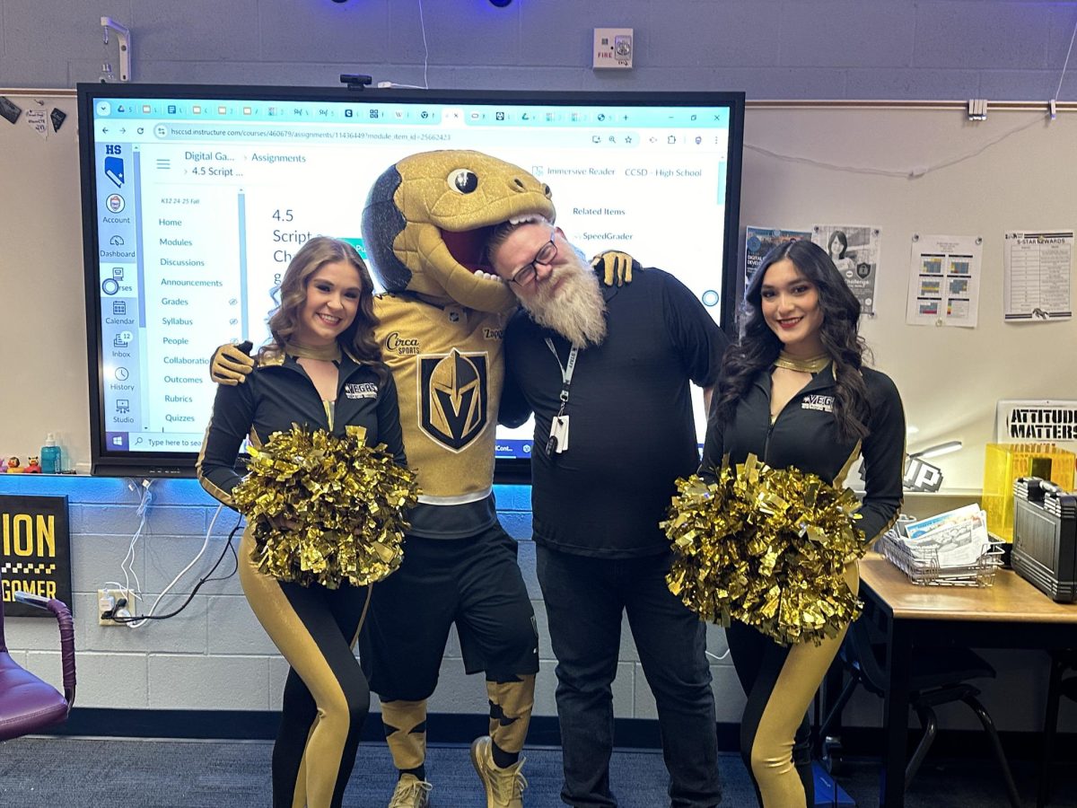 Mr. Schultz celebrating with Chance and the VGK Vivas