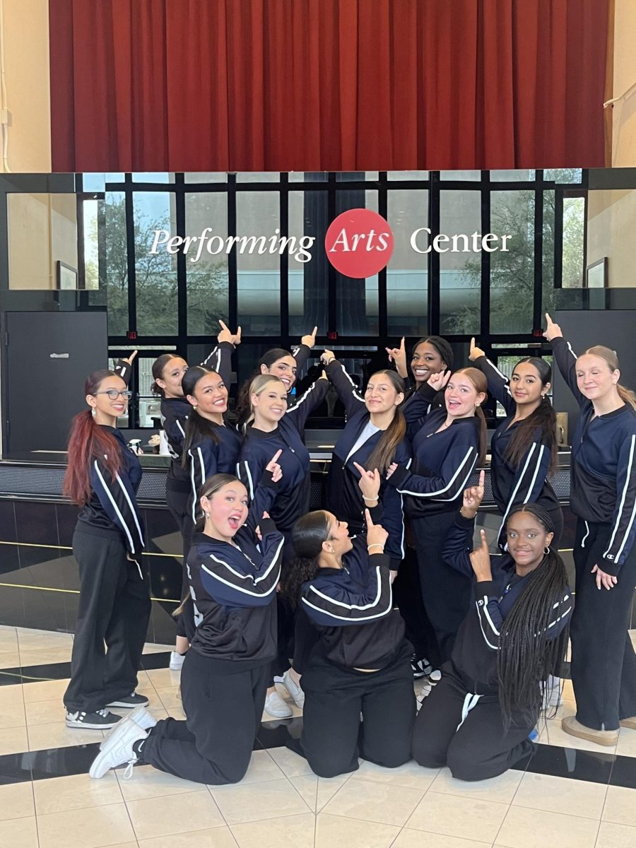  Dance team outside of the UNLV  Performing arts center.