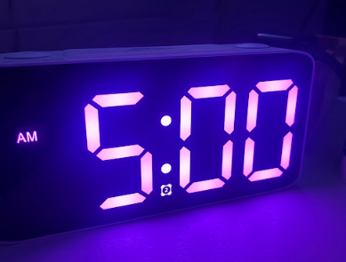 Student alarm clock set to 5am