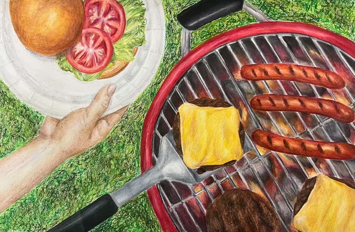 Allison Davis’s artwork titled “Suns Out, Buns Out.”