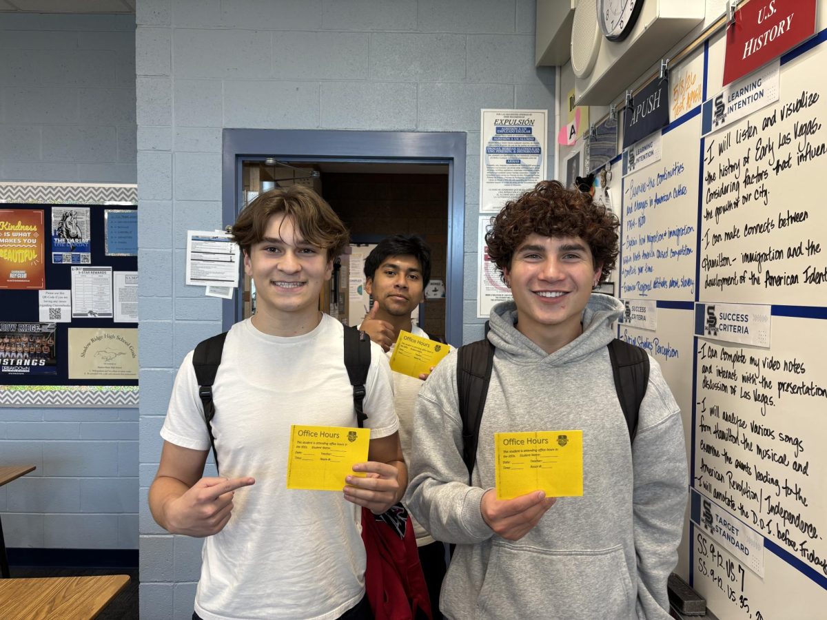 Students holding their after-school passes.
