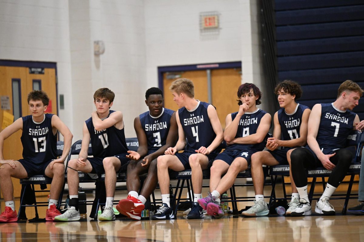 The bench of Shadow Ridge Varsity Men's Volleyball team.