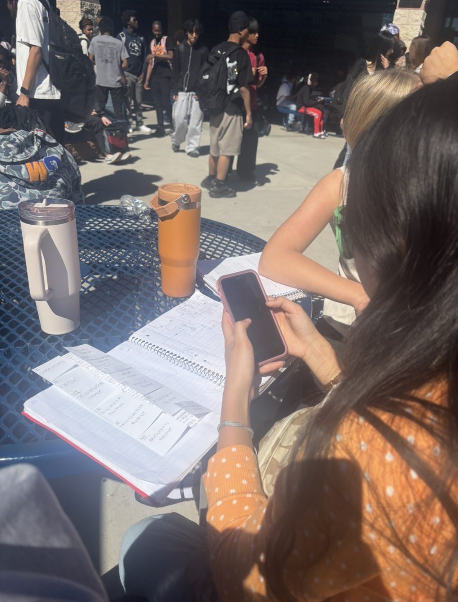 Sarah Fisher using her time during lunch to study for the ACT