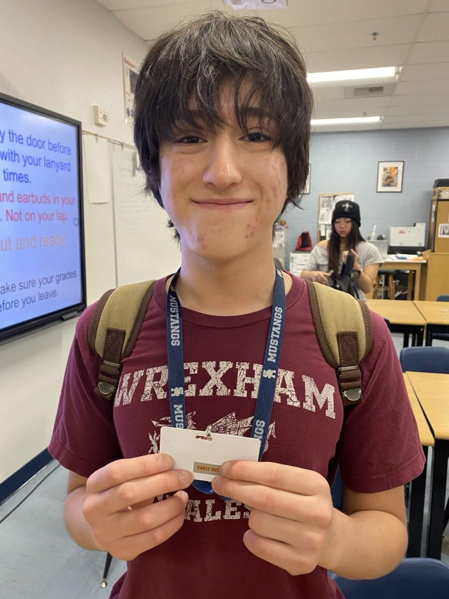 Sebastian Soto with his ID and his early out sticker