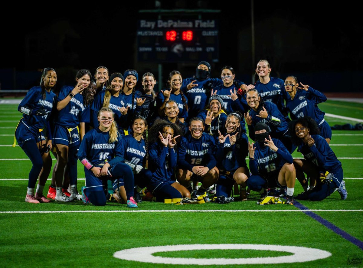 Flag football girls after a win.