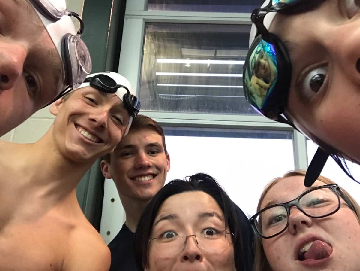 The swim team at practice