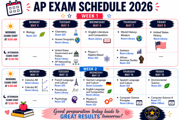 AP exam schedule.